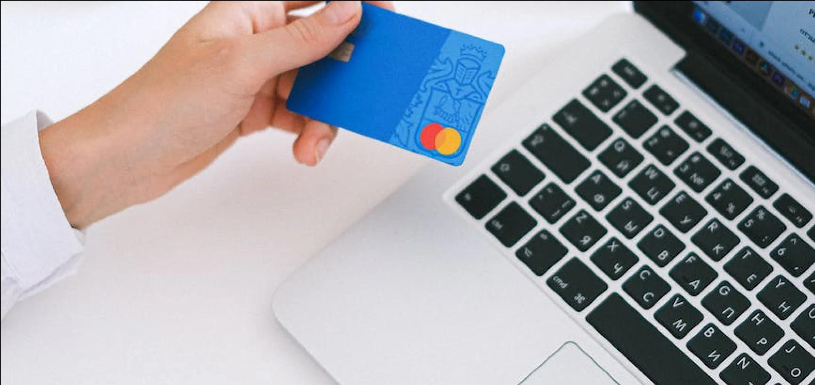 credit card and laptop